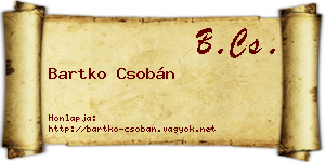 Bartko Csobán névjegykártya